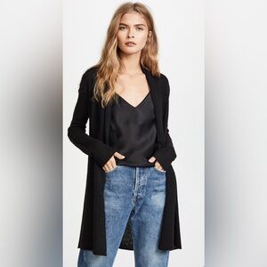 White + Warren Essential Trapeze Cardigan - Black / Cashmere - Sz: Small